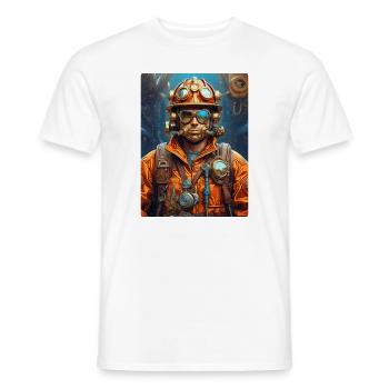 Steampunk Firefighter Man 1.13 - Men's T-Shirt - white - Front - AI Model Male 178 dark (178cm)