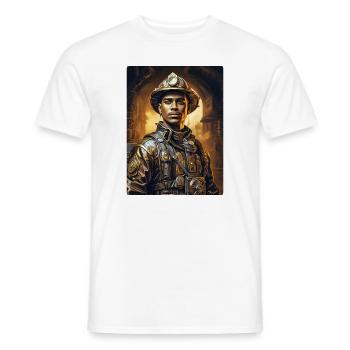 Steampunk Firefighter Man 1.8 - Men's T-Shirt - white - Front - AI Model Male 178 dark (178cm)