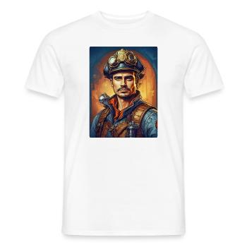Steampunk Firefighter Man 1.33 - Men's T-Shirt - white - Front - AI Model Male 178 dark (178cm)