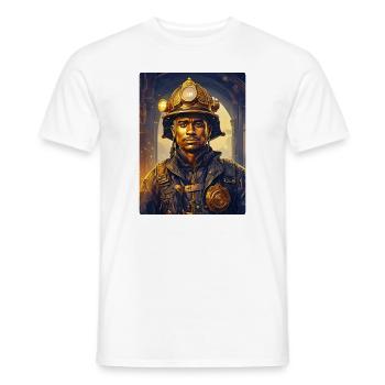 Steampunk Firefighter Man 1.30 - Men's T-Shirt - white - Front - AI Model Male 178 dark (178cm)