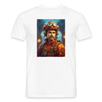 Steampunk Firefighter Man 1.32 - Männer T-Shirt - Weiß - Vorne - AI Model Male 178 dark (178cm)