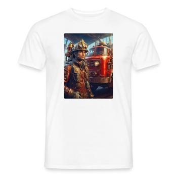 Steampunk Firefighter Man 1.27 - Men's T-Shirt - white - Front - AI Model Male 178 dark (178cm)