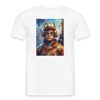 Steampunk Firefighter Man 1.26 - Männer T-Shirt - Weiß - Vorne - AI Model Male 178 dark (178cm)