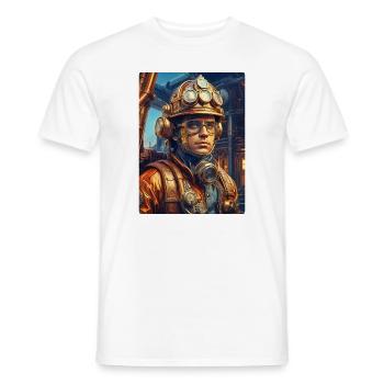 Homme pompier steampunk 1.34 - T-shirt homme - blanc - Devant - AI Model Male 178 dark (178cm)