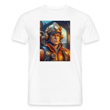 Homme pompier steampunk 1.37 - T-shirt homme - blanc - Devant - AI Model Male 178 dark (178cm)