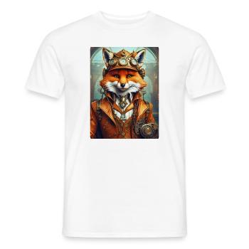 Steampunk Firefighter Fox 1.1 - Men's T-Shirt - white - Front - AI Model Male 178 dark (178cm)