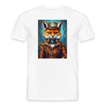 Steampunk Firefighter Fox 1.13 - Men's T-Shirt - white - Front - AI Model Male 178 dark (178cm)