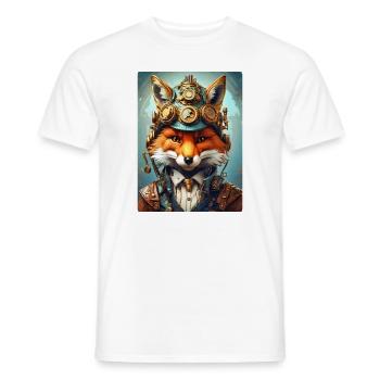 Steampunk Firefighter Fox 1.4 - Men's T-Shirt - white - Front - AI Model Male 178 dark (178cm)