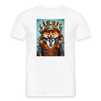 Steampunk Firefighter Fox 1.7 - Men's T-Shirt - white - Front - AI Model Male 178 dark (178cm)