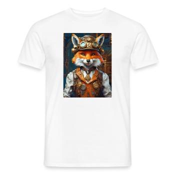 Steampunk pompier renard 1.6 - T-shirt homme - blanc - Devant - AI Model Male 178 dark (178cm)