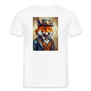 Steampunk Pompier Fox 1.11 - T-shirt homme - blanc - Devant - AI Model Male 178 dark (178cm)