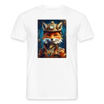 Steampunk Firefighter Fox 1.16 - Men's T-Shirt - white - Front - AI Model Male 178 dark (178cm)