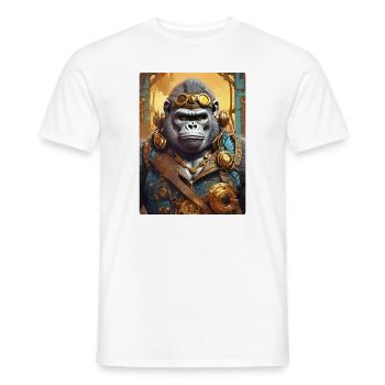 Gorille steampunk 1.11 - T-shirt homme - blanc - Devant - AI Model Male 178 dark (178cm)