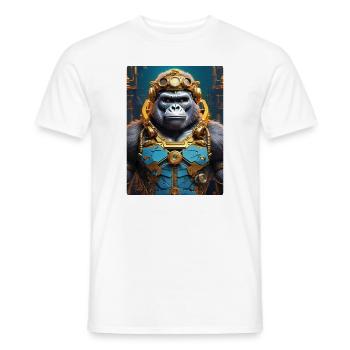 Gorille Steampunk 1.2 - T-shirt homme - blanc - Devant - AI Model Male 178 dark (178cm)