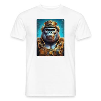 Gorille steampunk 1.3 - T-shirt homme - blanc - Devant - AI Model Male 178 dark (178cm)