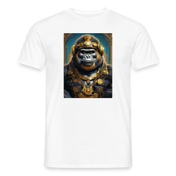 Gorille steampunk 1.7 - T-shirt homme - blanc - Devant - AI Model Male 178 dark (178cm)