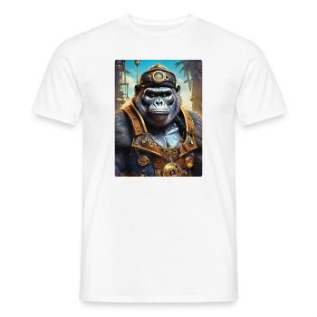 Gorille Steampunk 1.17 - T-shirt homme - blanc - Devant - AI Model Male 178 dark (178cm)