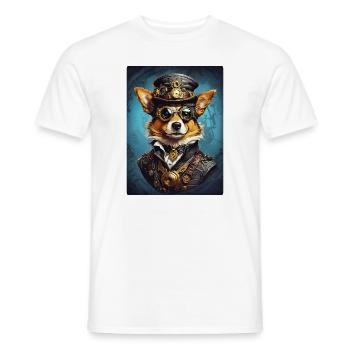 Chien Steampunk 1.5 - T-shirt homme - blanc - Devant - AI Model Male 178 dark (178cm)