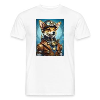 Chien Steampunk 1.15 - T-shirt homme - blanc - Devant - AI Model Male 178 dark (178cm)