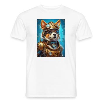 Steampunk Dog 1.21 - Men's T-Shirt - white - Front - AI Model Male 178 dark (178cm)
