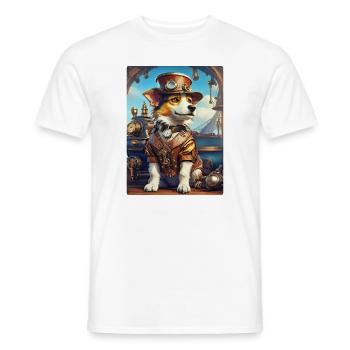 Steampunk Dog 1.18 - Men's T-Shirt - white - Front - AI Model Male 178 dark (178cm)