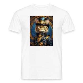 Steampunk Katze 1.5 - Männer T-Shirt - Weiß - Vorne - AI Model Male 178 dark (178cm)