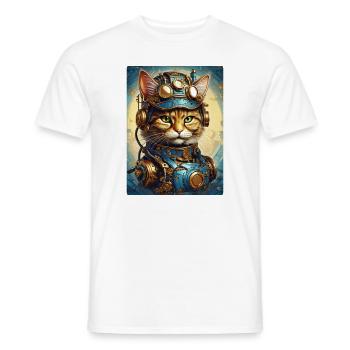 Steampunk Katze 1.7 - Männer T-Shirt - Weiß - Vorne - AI Model Male 178 dark (178cm)