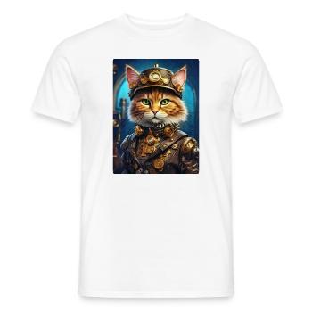 Steampunk Katze 1.3 - Männer T-Shirt - Weiß - Vorne - AI Model Male 178 dark (178cm)