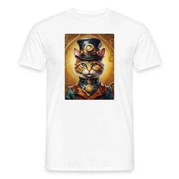 Steampunk Katze 1.1 - Männer T-Shirt - Weiß - Vorne - AI Model Male 178 dark (178cm)
