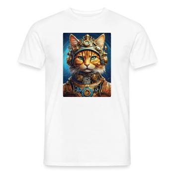 Steampunk Katze 1.13 - Männer T-Shirt - Weiß - Vorne - AI Model Male 178 dark (178cm)