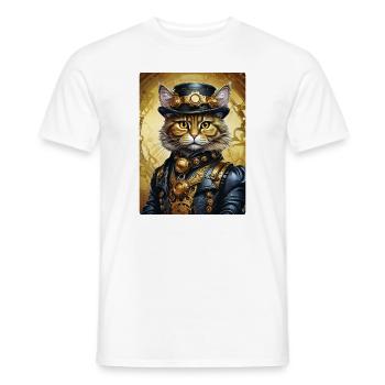 Steampunk Katze 1.17 - Männer T-Shirt - Weiß - Vorne - AI Model Male 178 dark (178cm)