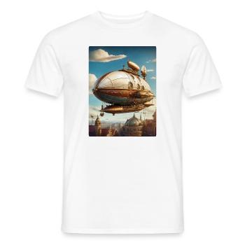 Steampunk Airship 1.9 - Men's T-Shirt - white - Front - AI Model Male 178 dark (178cm)