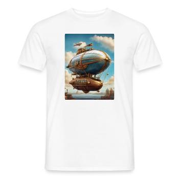 Steampunk Airship 1.10 - Men's T-Shirt - white - Front - AI Model Male 178 dark (178cm)