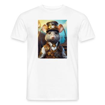 Rat steampunk 1.1 - T-shirt homme - blanc - Devant - AI Model Male 178 dark (178cm)