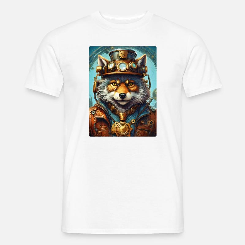 Steampunk Wolf 1.17 - Männer T-Shirt - Weiß