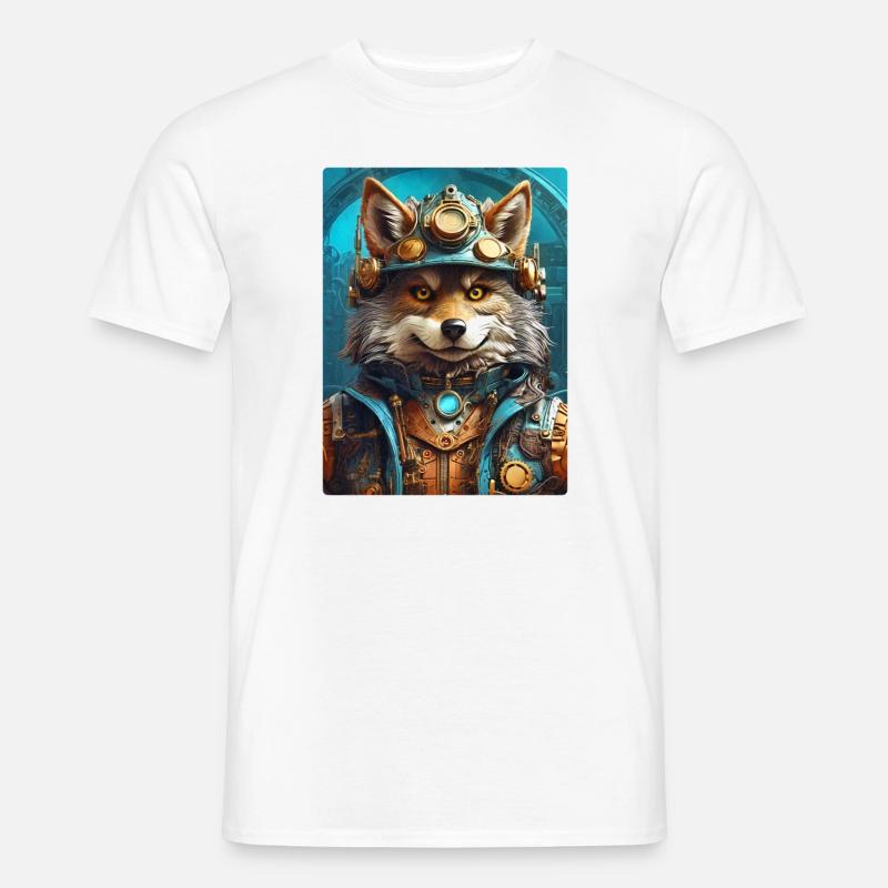 Steampunk Wolf 1.20 - Männer T-Shirt - Weiß