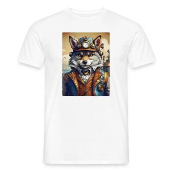 Steampunk Wolf 1.22 - Männer T-Shirt - Weiß - Vorne - AI Model Male 178 dark (178cm)