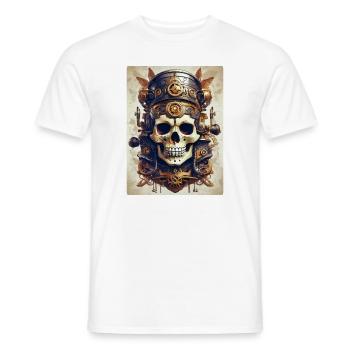 Steampunk Skull 1.4 - Men's T-Shirt - white - Front - AI Model Male 178 dark (178cm)