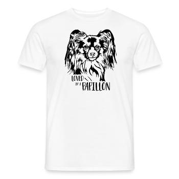 Loved by a Papillon Hunde Spruch Hund Wilsigns - Männer T-Shirt - Weiß - Vorne - AI Model Male 178 dark (178cm)