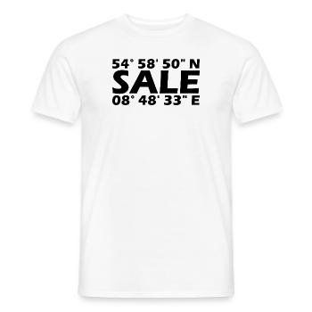Sale Koordinaten - Männer T-Shirt - Weiß - Vorne - AI Model Male 178 dark (178cm)