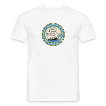 t- shirt humour marin breton " quand les mouettes" - T-shirt homme - blanc - Devant - AI Model Male 178 dark (178cm)