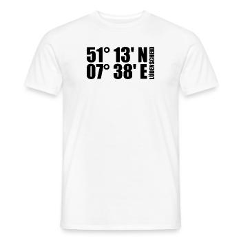 Lüdenscheid coordinates - Mænd T-shirt - hvid - Foran - AI Model Male 178 dark (178cm)