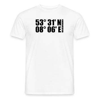 Wilhelmshaven coordinates - Men's T-Shirt - white - Front - AI Model Male 178 dark (178cm)