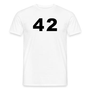 Number - 42 - Forty Two - Männer T-Shirt - Weiß - Vorne - AI Model Male 178 dark (178cm)