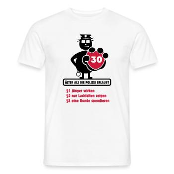 30 Chemise d'anniversaire "Plus de la laisse ..." - T-shirt homme - blanc - Devant - AI Model Male 178 dark (178cm)
