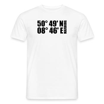 Marburg Koordinaten - Männer T-Shirt - Weiß - Vorne - AI Model Male 178 dark (178cm)