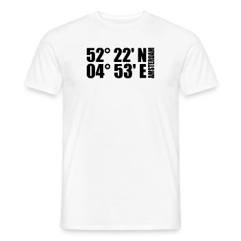 Coordonnées d’Amsterdam - T-shirt homme - blanc - Devant - AI Model Male 178 dark (178cm)
