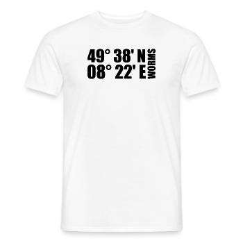 Worms Koordinaten - Männer T-Shirt - Weiß - Vorne - AI Model Male 178 dark (178cm)