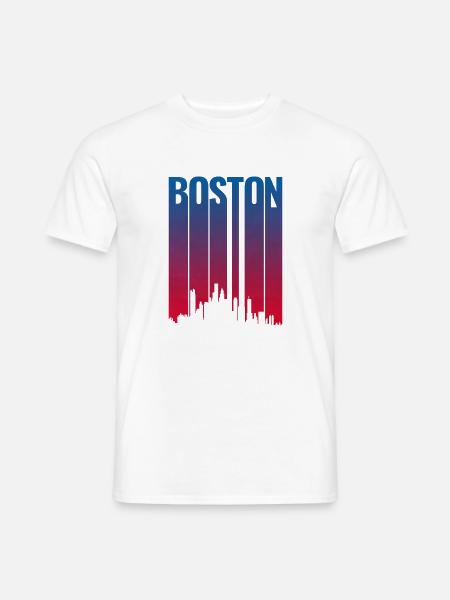 Boston Skyline Gradient Night - Männer T-Shirt - Weiß