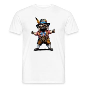 Pug dog Bayern - Men's T-Shirt - white - Front - AI Model Male 178 dark (178cm)